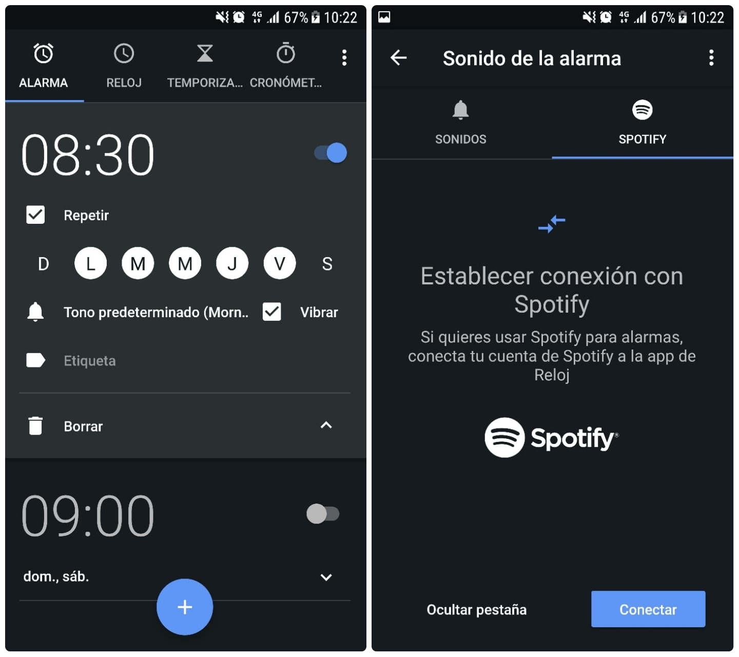 Configura tu alarma en Android con música de Spotify