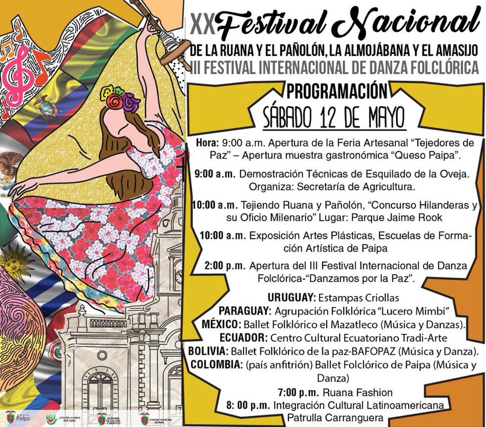 Programación Festival Nacional de la Ruana y el Pañolón, la Almojábana y el Amasijo en Paipa (Boyacá)