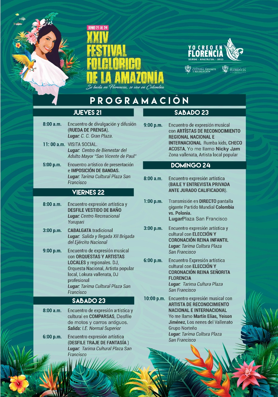 Programación del Festival Folclórico de la Amazonía