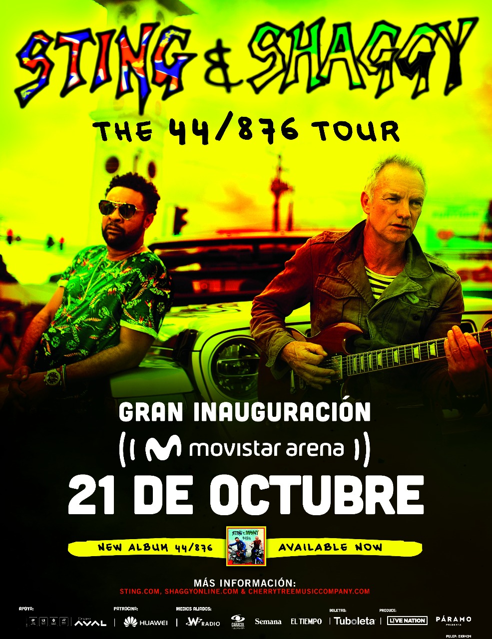 Sting y Shaggy darán el concierto que inaugure el Movistar Arena de Bogotá.