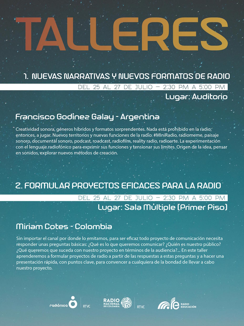 Agenda, programación y talleres de la 12ª Bienal Internacional de Radio de Bogotá