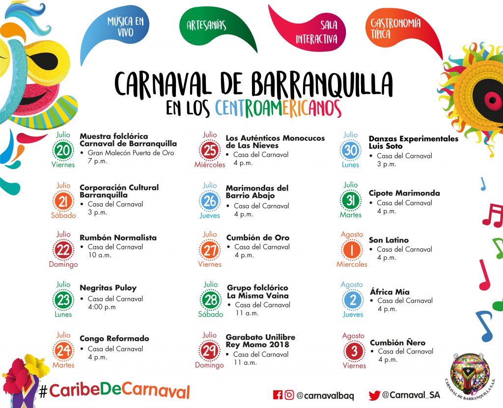 Caribe del carnaval, juegos centroamericanos y del caribe