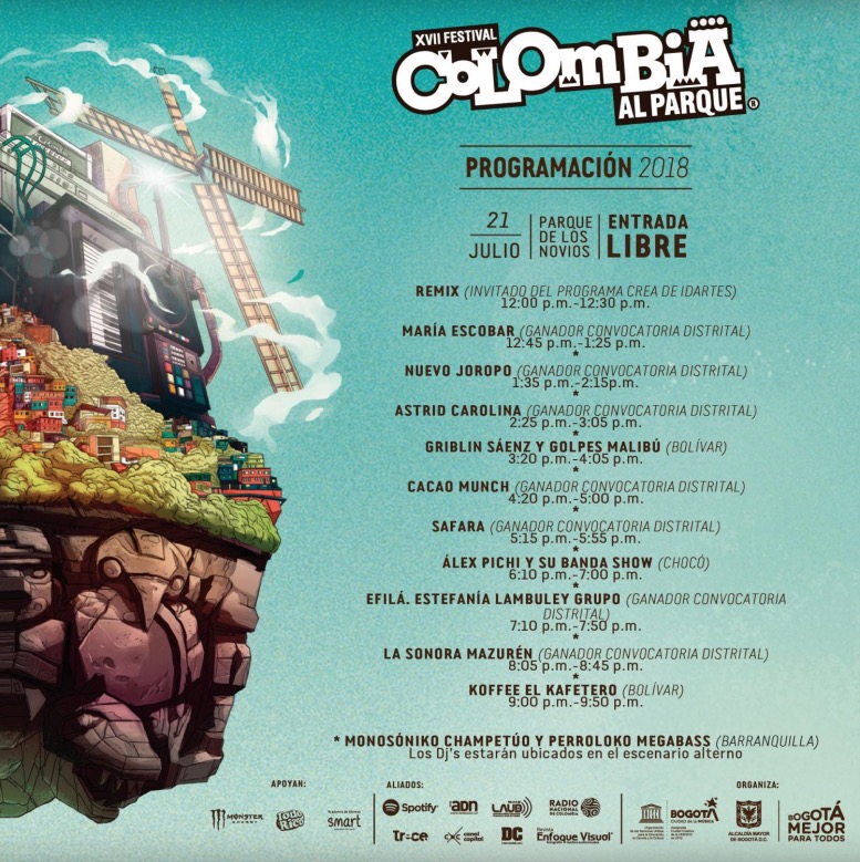Colombia Al Parque 2018, programación sábado 21 de julio