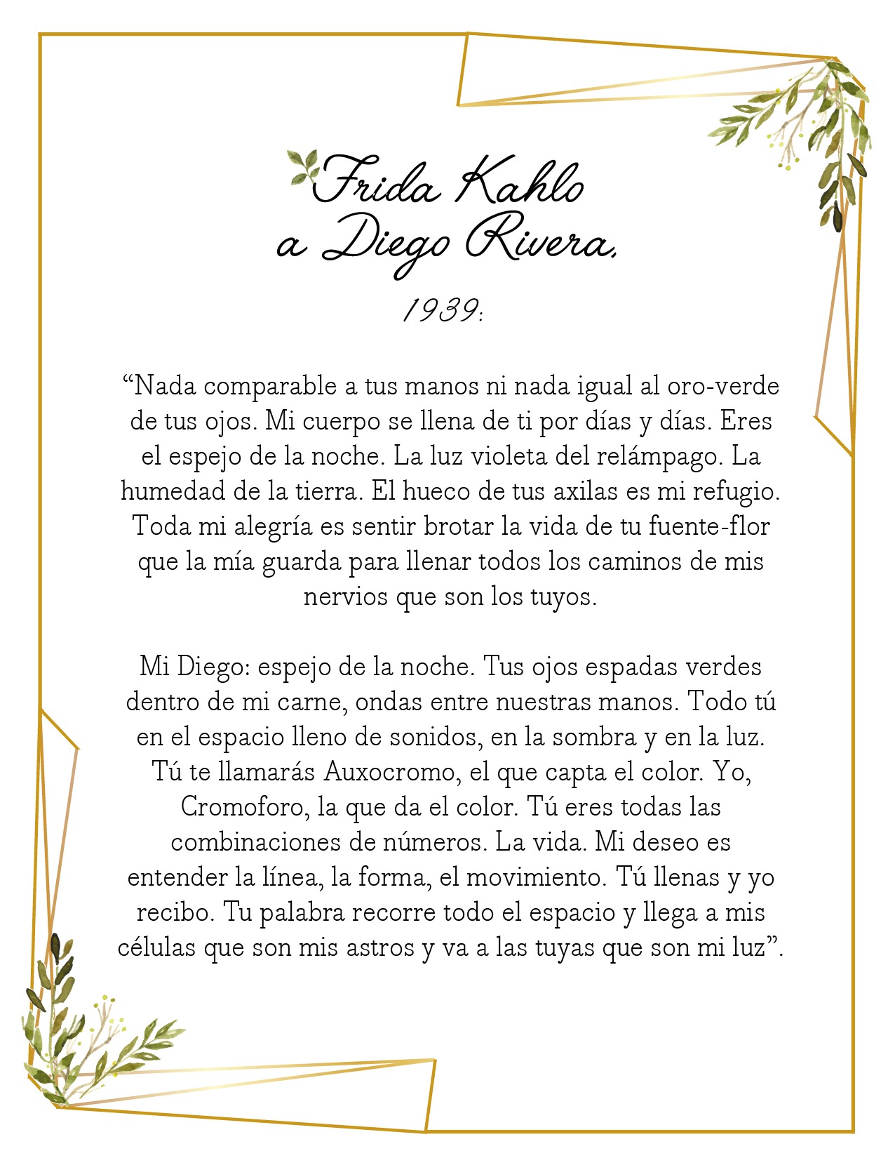 Cartas de amor - Frida Kahlo a Diego Rivera