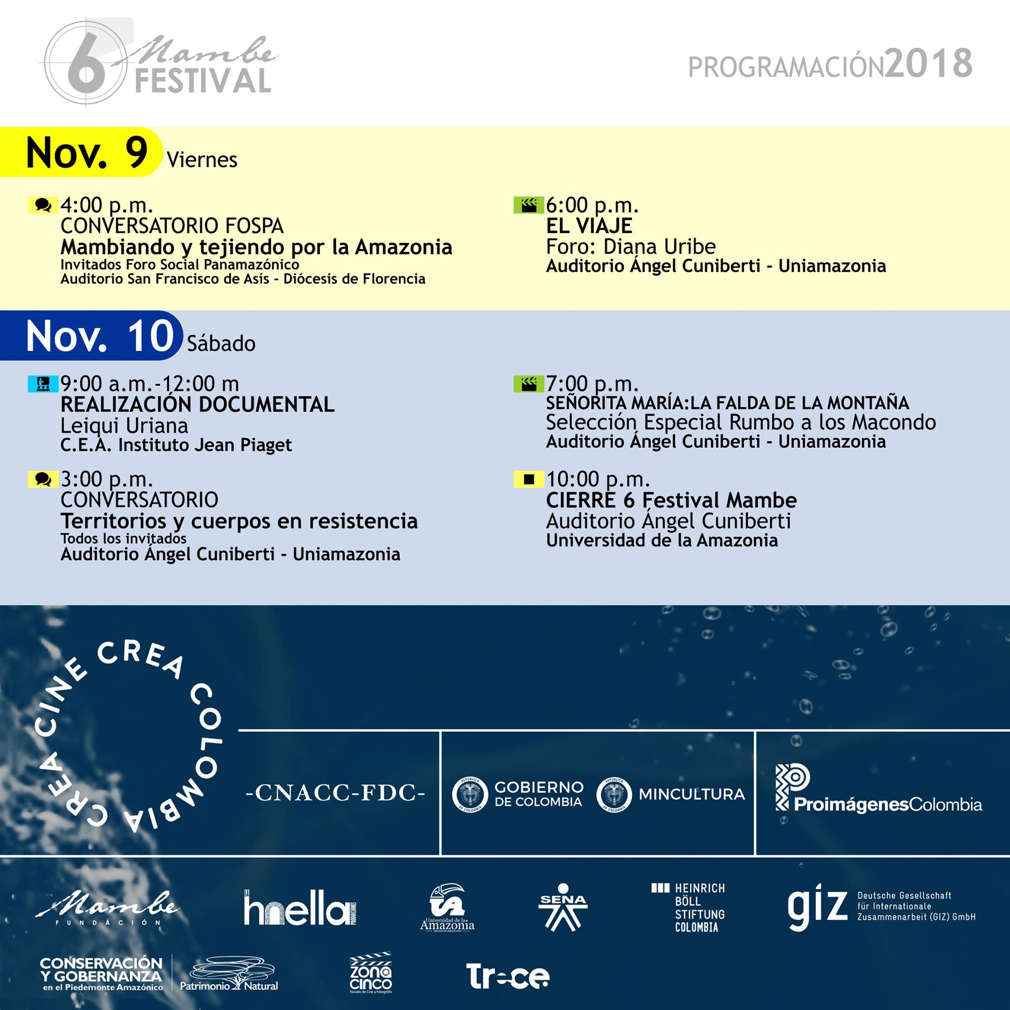 Programación Festival Mambe 2018.