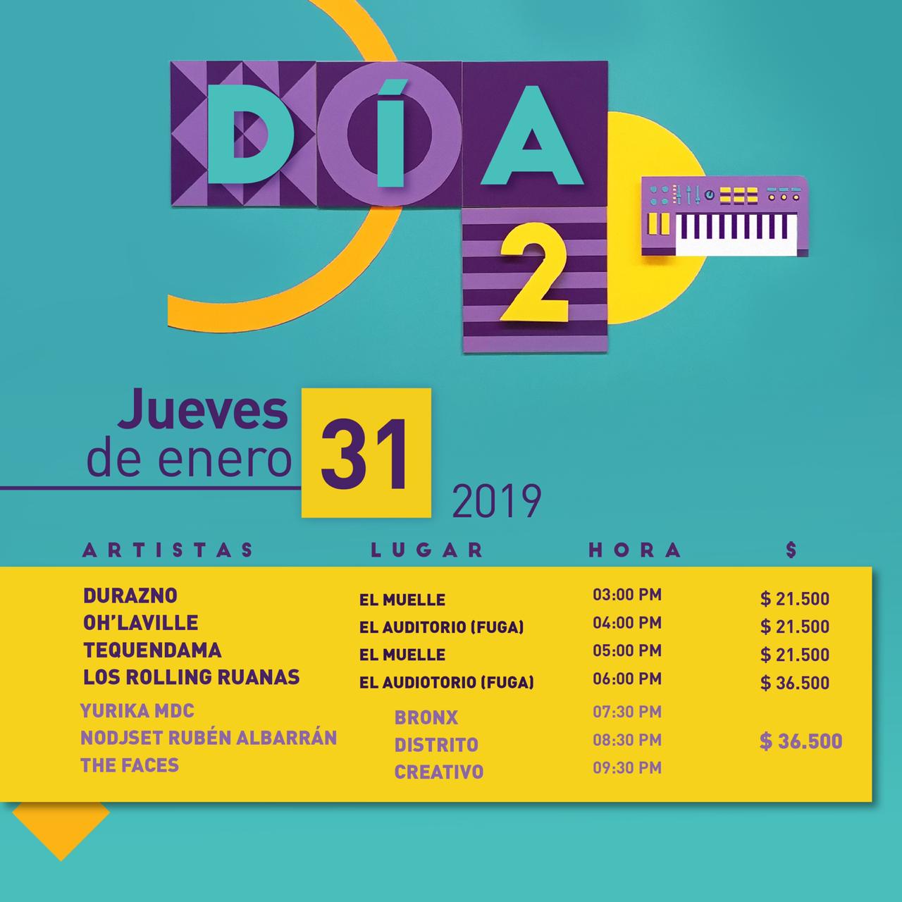 Programación Festival Centro 2019 en Bogotá.