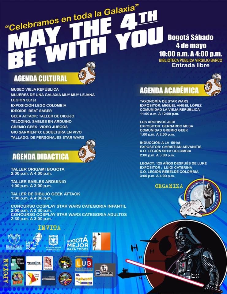 Así será la celebración del 'May the 4th be with you' de 'Star Wars' en Colombia.