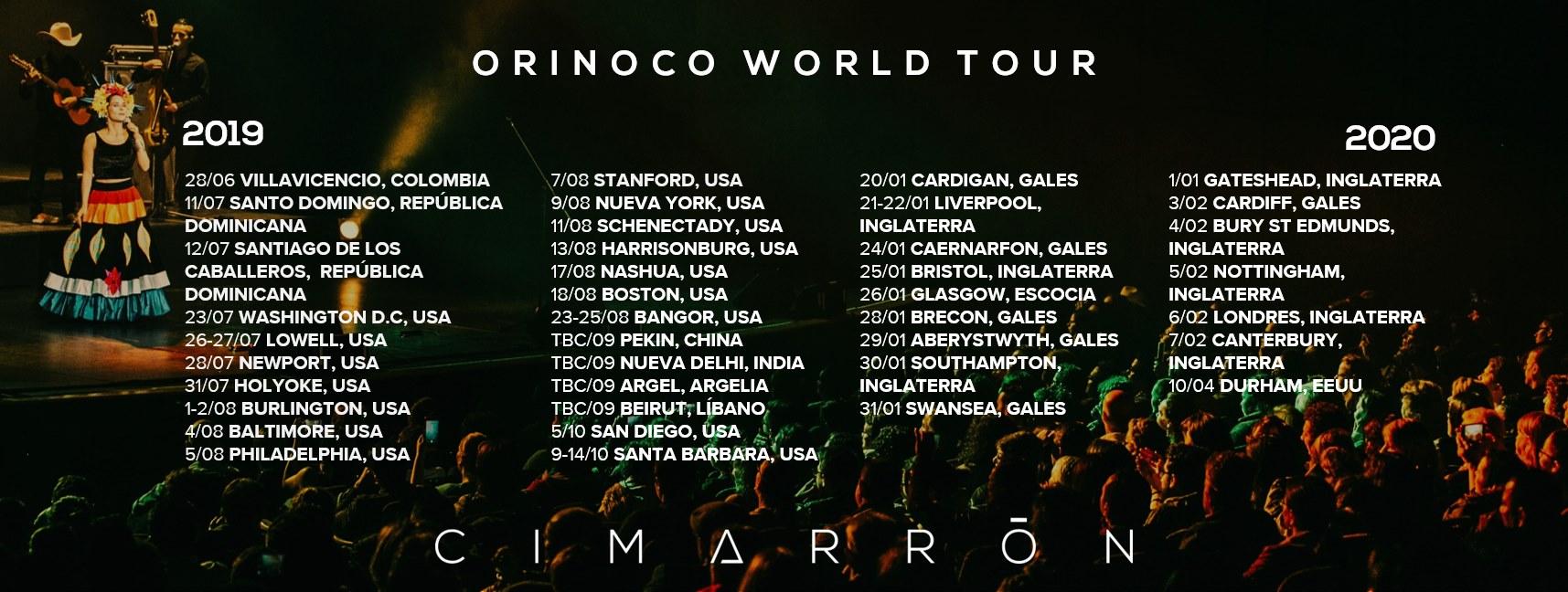 Las presentaciones internacionales de Cimarrón este 2019 en su 'Orinoco World Tour'.