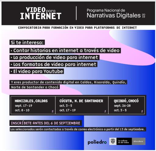 Cursos sobre video en internet en Colombia