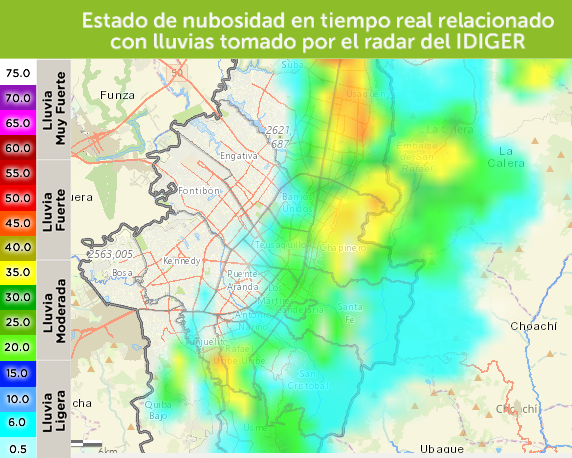 Mapa lluvias Bogotá