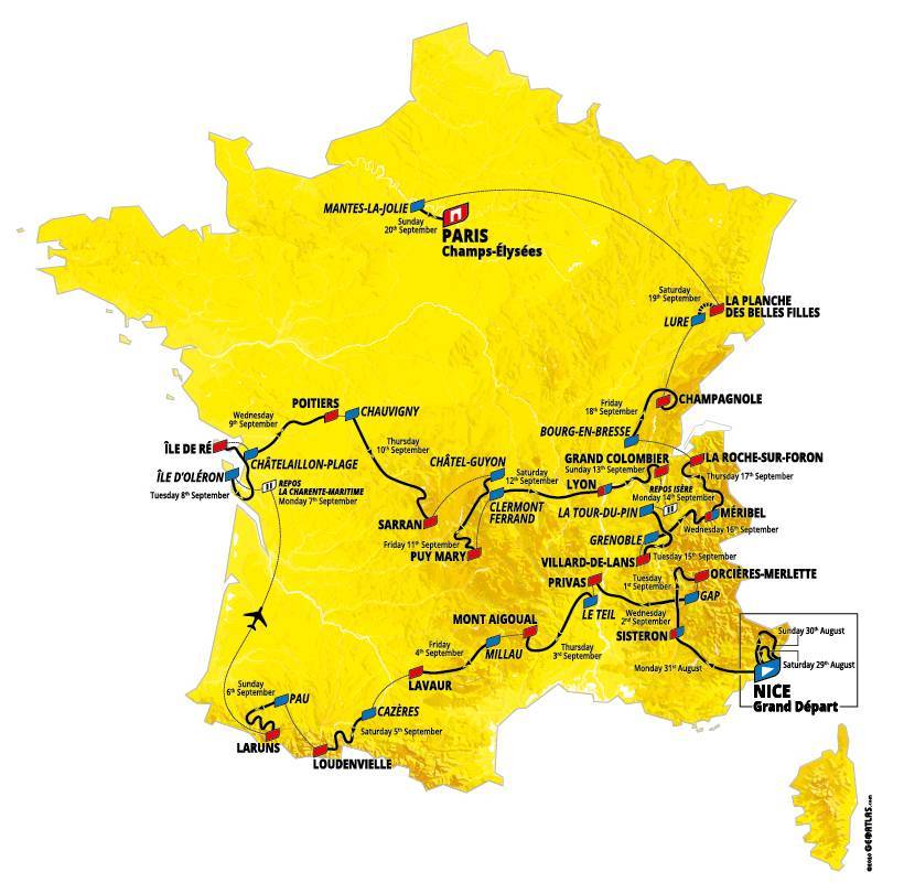 Tour de Francia 2020 Recorrido