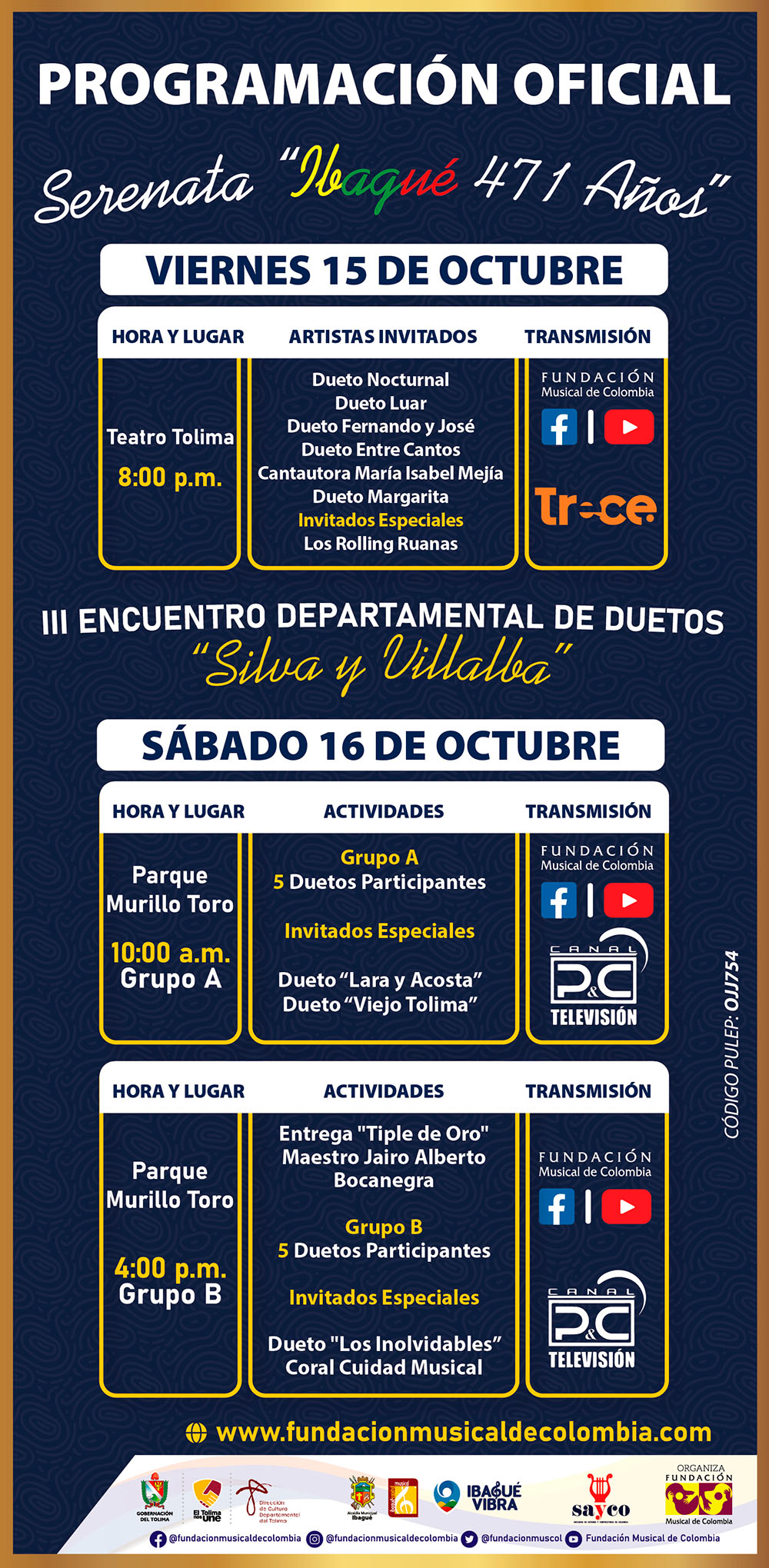 Con Serenata Ibagué 471 años, lanzan convocatoria para el Festival Nacional de la Música Colombiana 2022