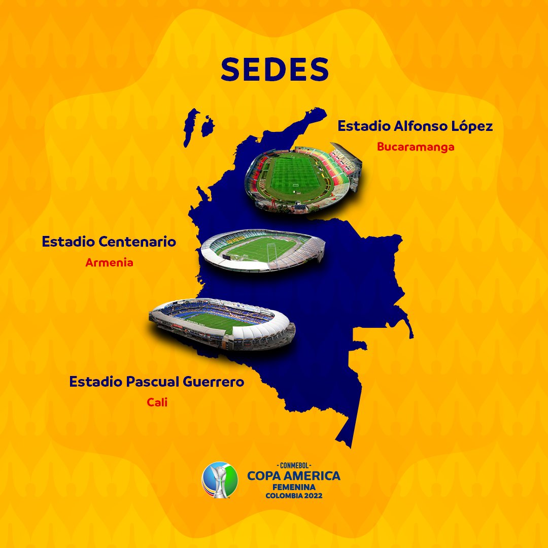 Sedes Copa América Femenina Colombia 2022