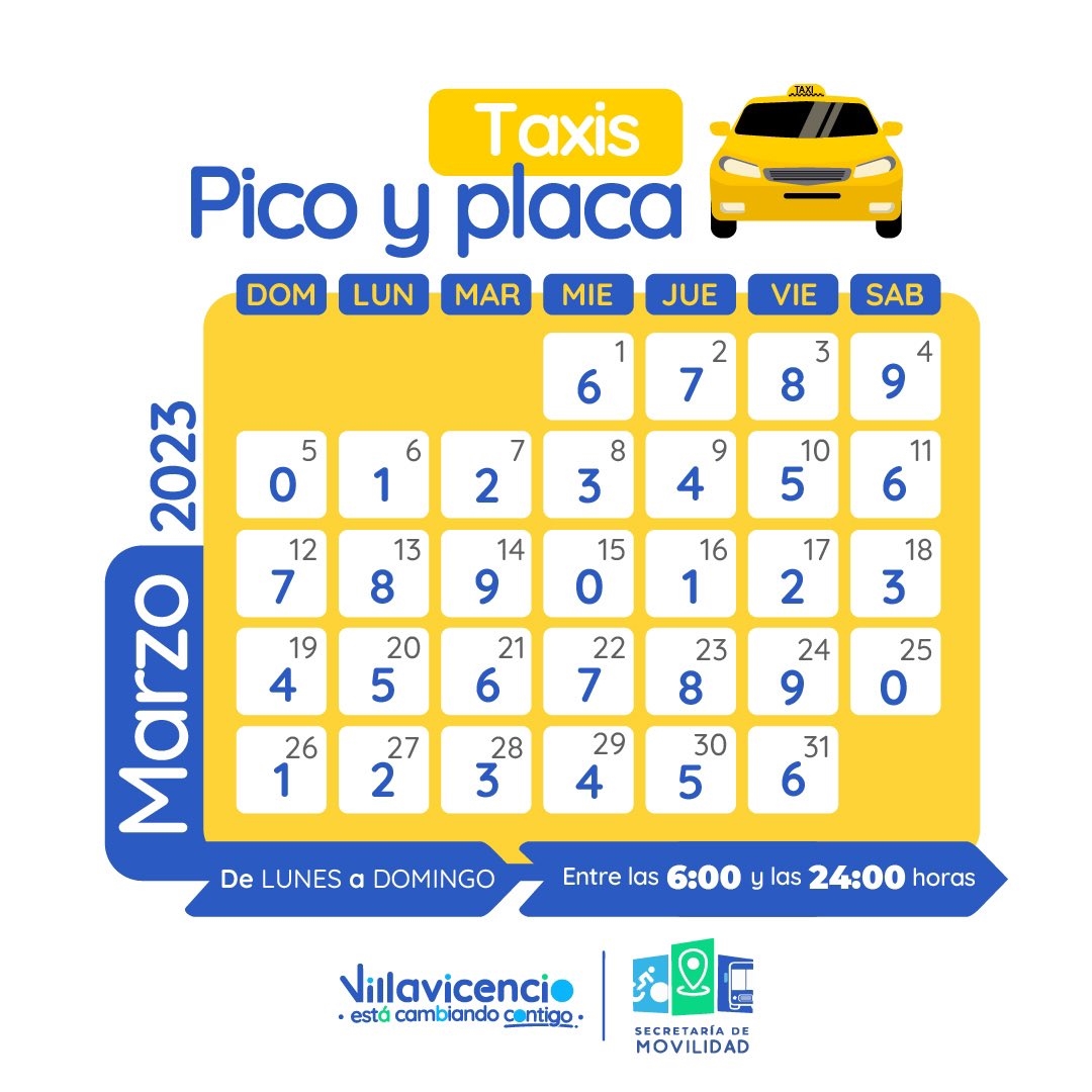 Pico y placa Villavicencio 2023 