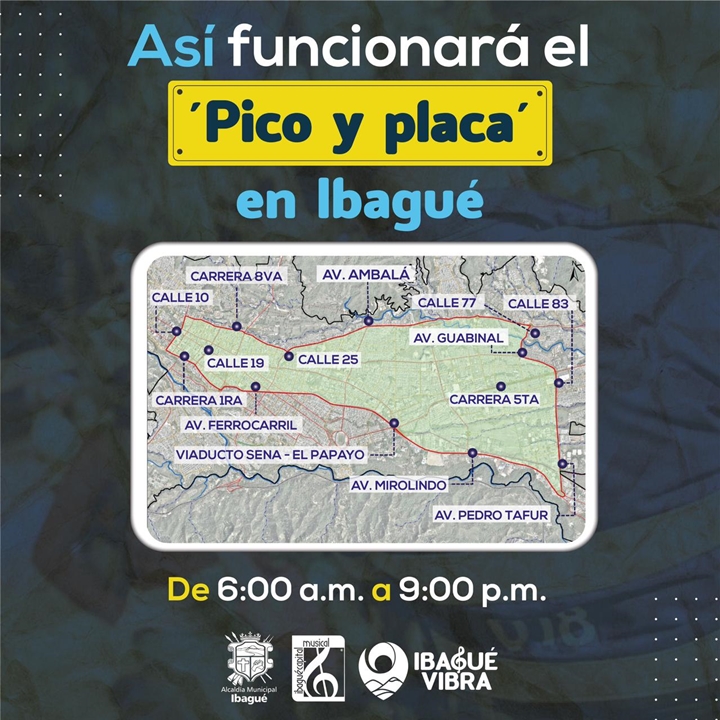 Pico y placa Ibagué Hoy Mapa Sectores 2023
