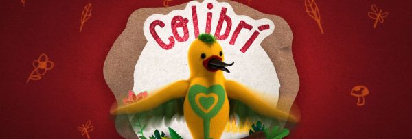 Un colibrí dorado en el bosque encantado