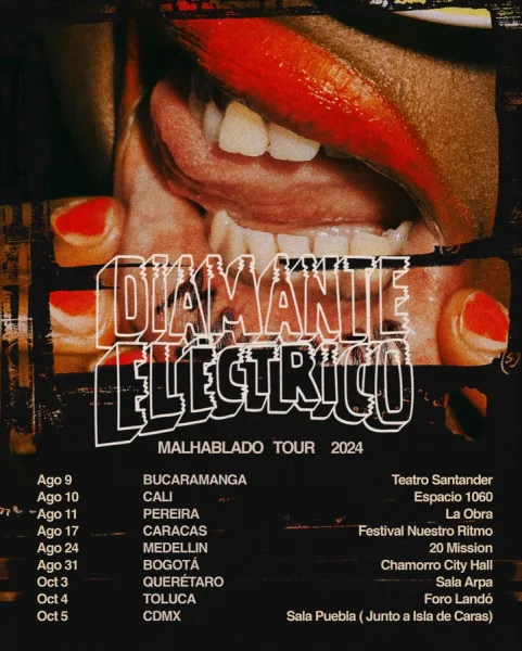 Ciudades y fechas del concierto de Diamante Eléctrico en Latinoamérica