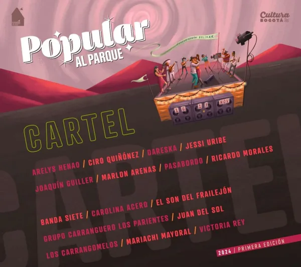 Cartel de artistas del festival popular al parque