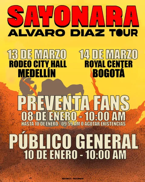 Álvaro Díaz traerá su aclamado Sayonara Tour a Colombia en marzo de 2025