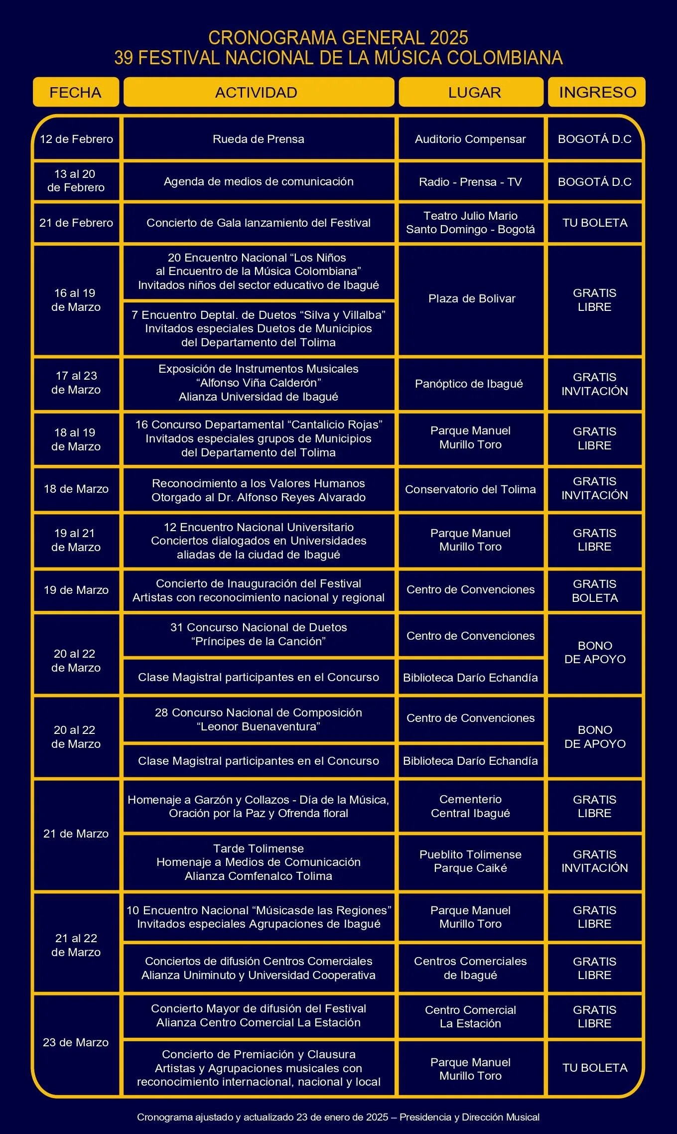 Festival Nacional de Música Colombiana 2025