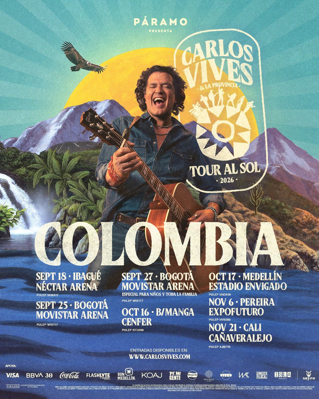 Carlos Vives regresa a Colombia con su gira “tour al sol” : Fechas, ciudades y boletas