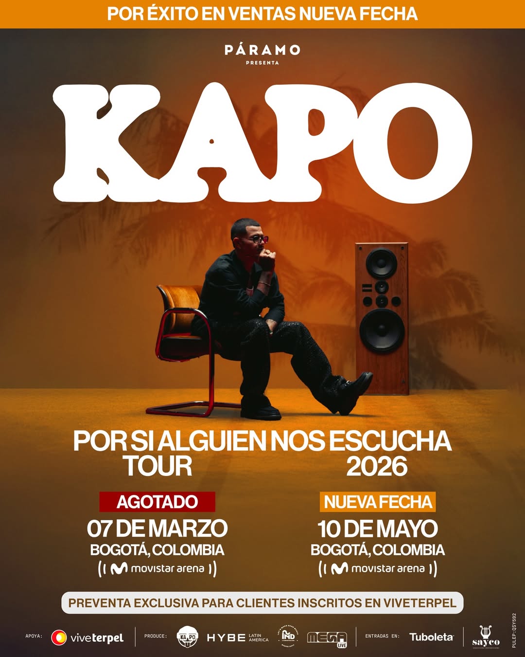 Kapo anuncia nueva fecha de concierto en Bogotá: fechas, boletas y donde comprarlas