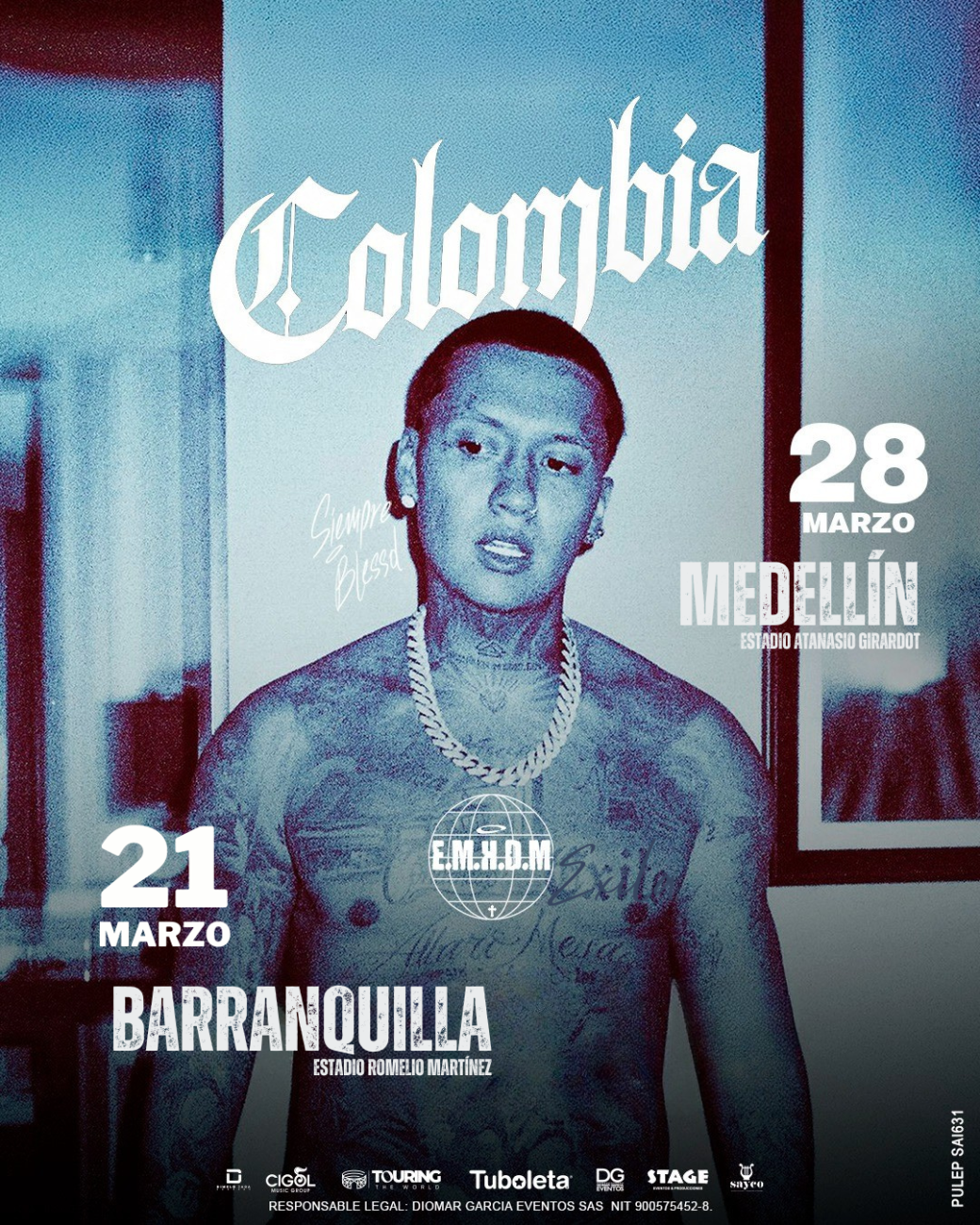 Blessd en Barranquilla y Medellín: fechas, estadios y cierre de su gira 2026