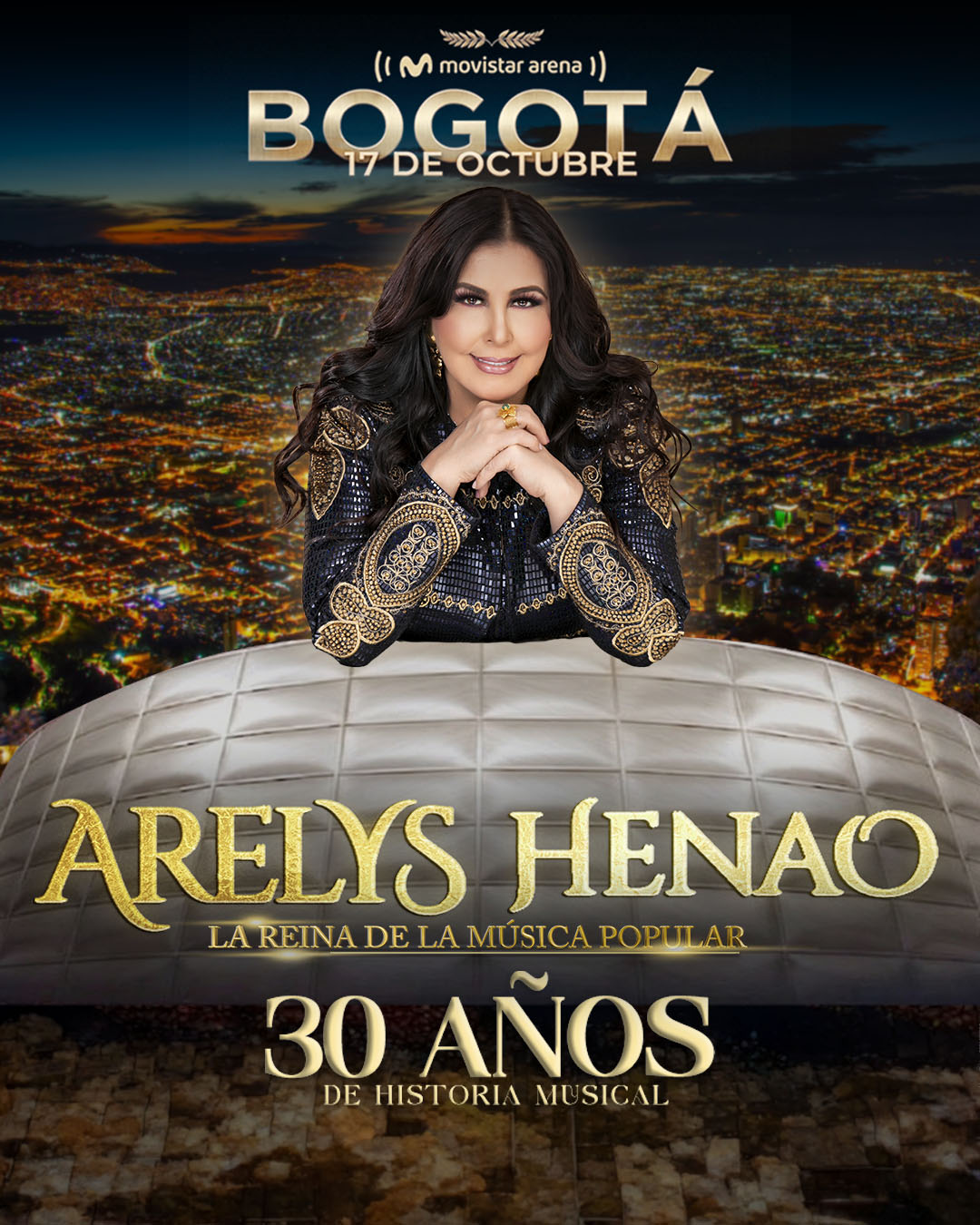 Arelys Henao celebra 30 años con concierto en el Movistar Arena