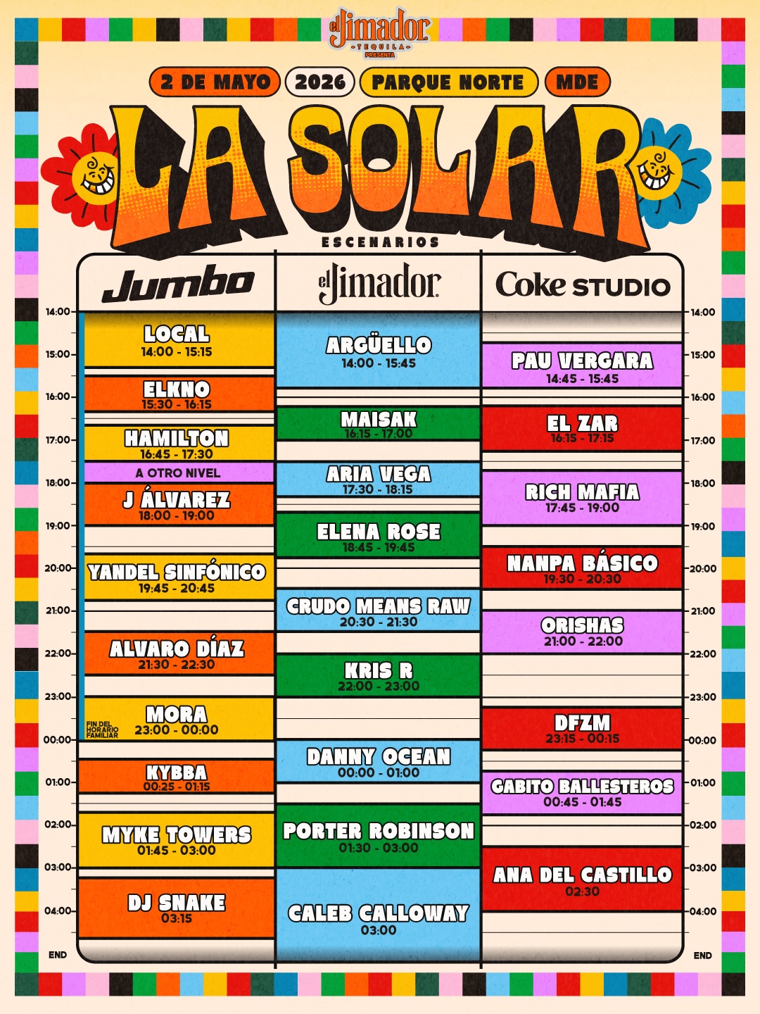 La Solar 2026 revela horarios oficiales en Medellín