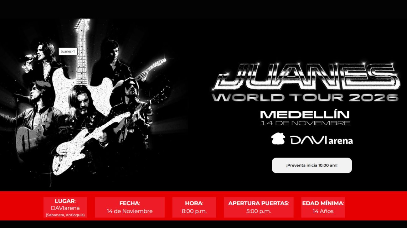 Juanes abrirá DAVIarena en Medellín con su World Tour 2026