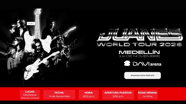 Juanes abrirá DAVIarena en Medellín con su World Tour 2026
