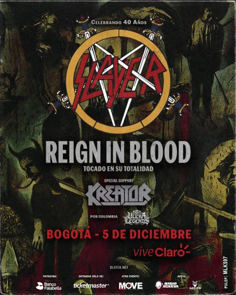 Slayer vuelve a Colombia para celebrar 40 años de Reign in Blood