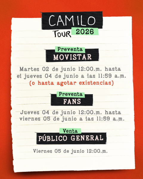Camilo regresa a Bogotá con el cierre de su gira mundial en 2026